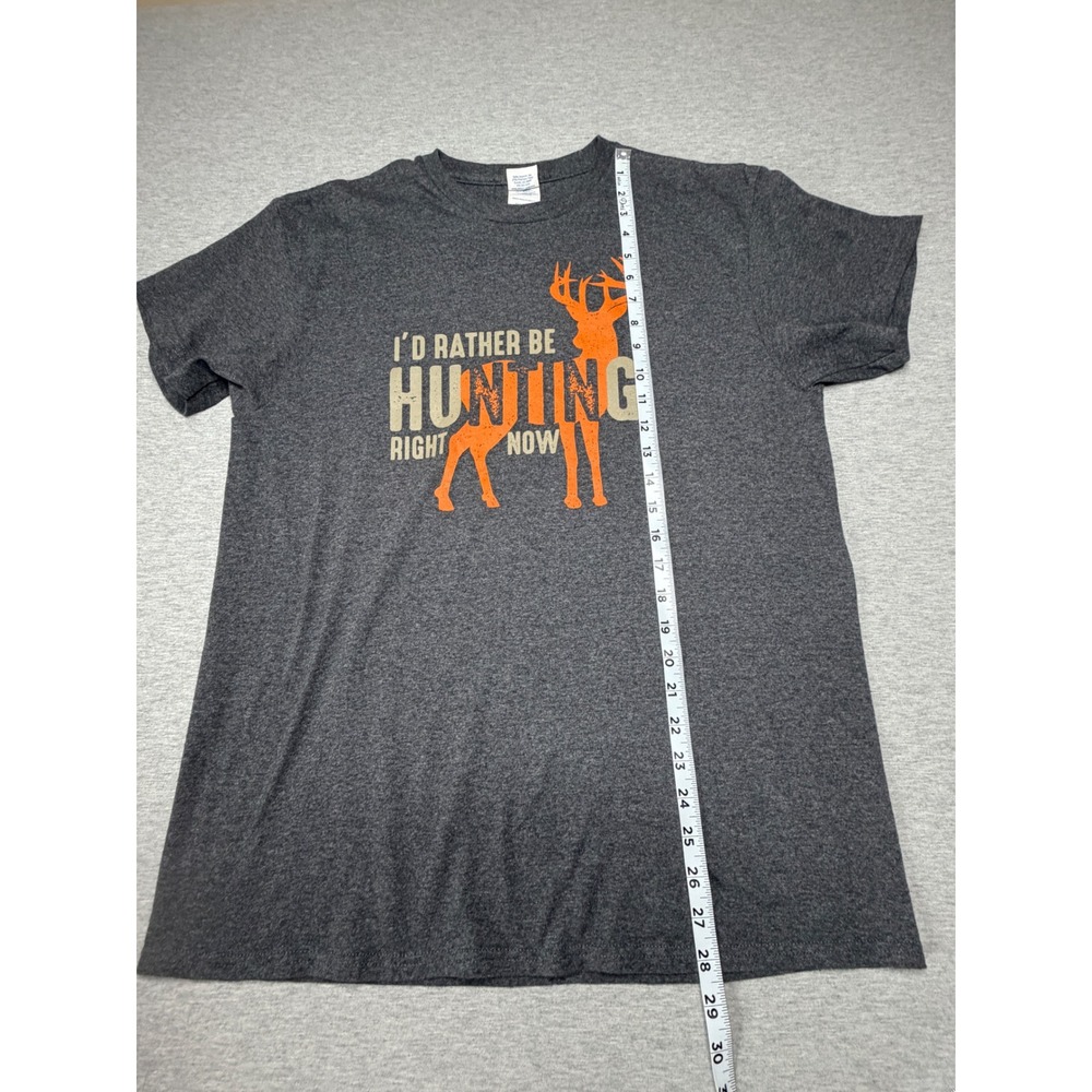 Delta Pro Weight Mens Rather Be Hunting Graphic T-Shirt Grey Orange Buck Large - Picture 3 of 7